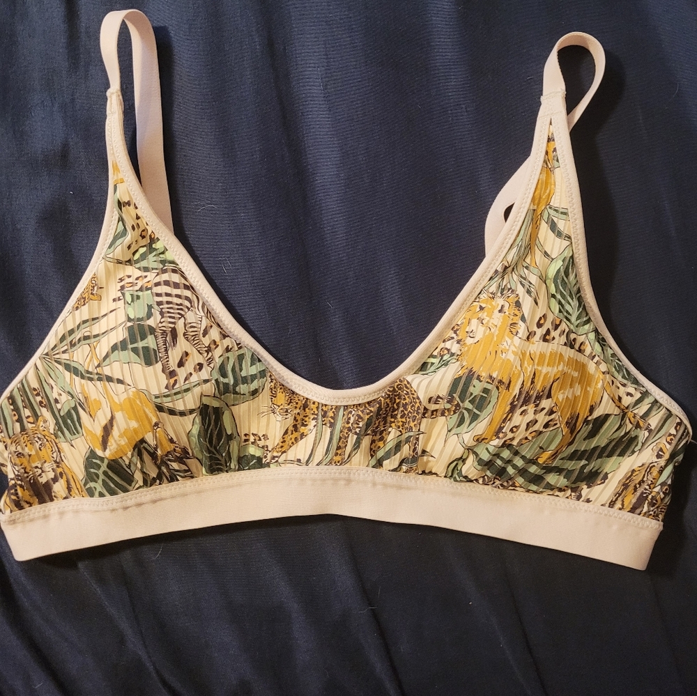 Aerie printed striped mesh scoop bralette small